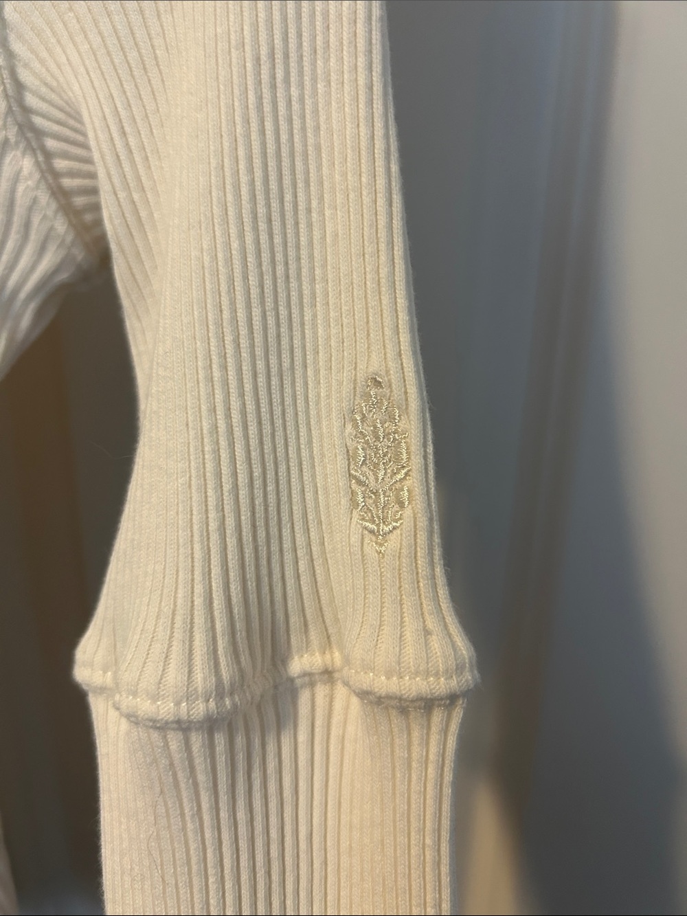 FP Movement by Free People Cream Ribbed V-Notch Long Sleeve Top - Picture 2 of 4